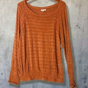 Maurices Burnt Orange Longsleeve Lightweight Knit Sweater With Lace Applique 1x